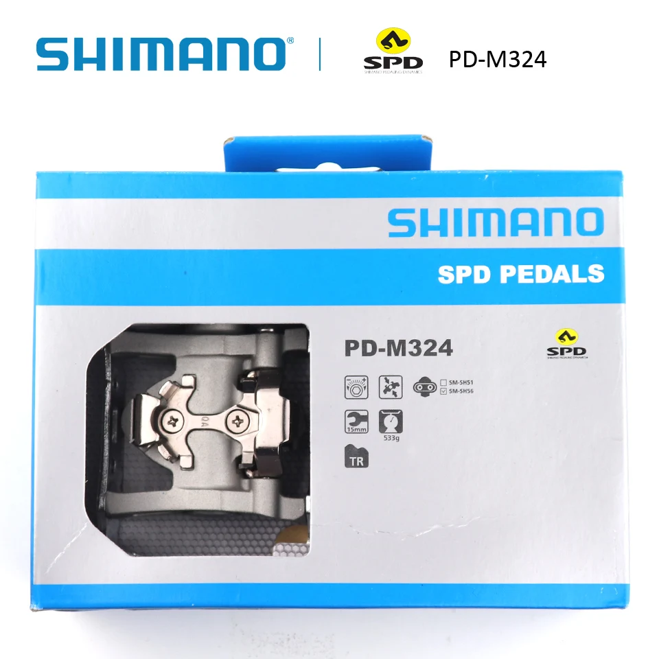 Shimano PD M324 PD-M324 педаль SPD MTB дорожный педали включает в себя шипы SM-SH56 набор горный велосипед педали запчасти