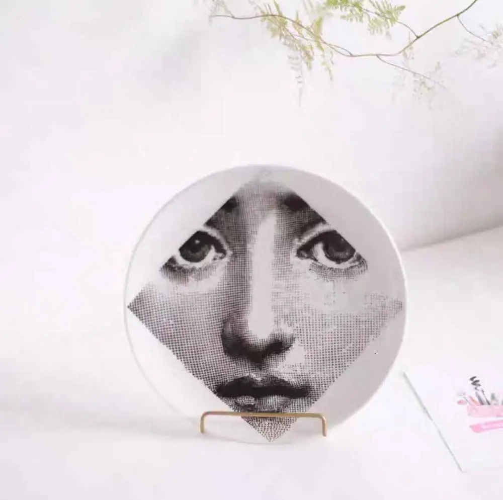 Milan rosenthal Piero fornasetti 8 дюймов керамическая обеденная тарелка блюдо десертная тарелка для закуски тарелка для торта украшение подвесная тарелка - Цвет: 7