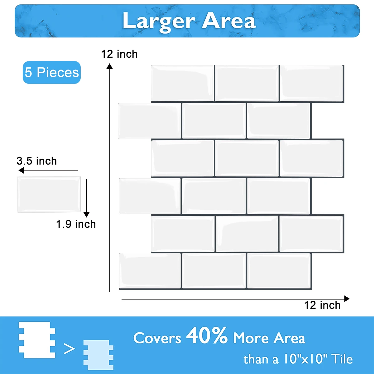 vividtiles thicker subway tiles peel and stick premium wall tiles stick on tiles kitchen backsplash 5 pieces pack free global shipping