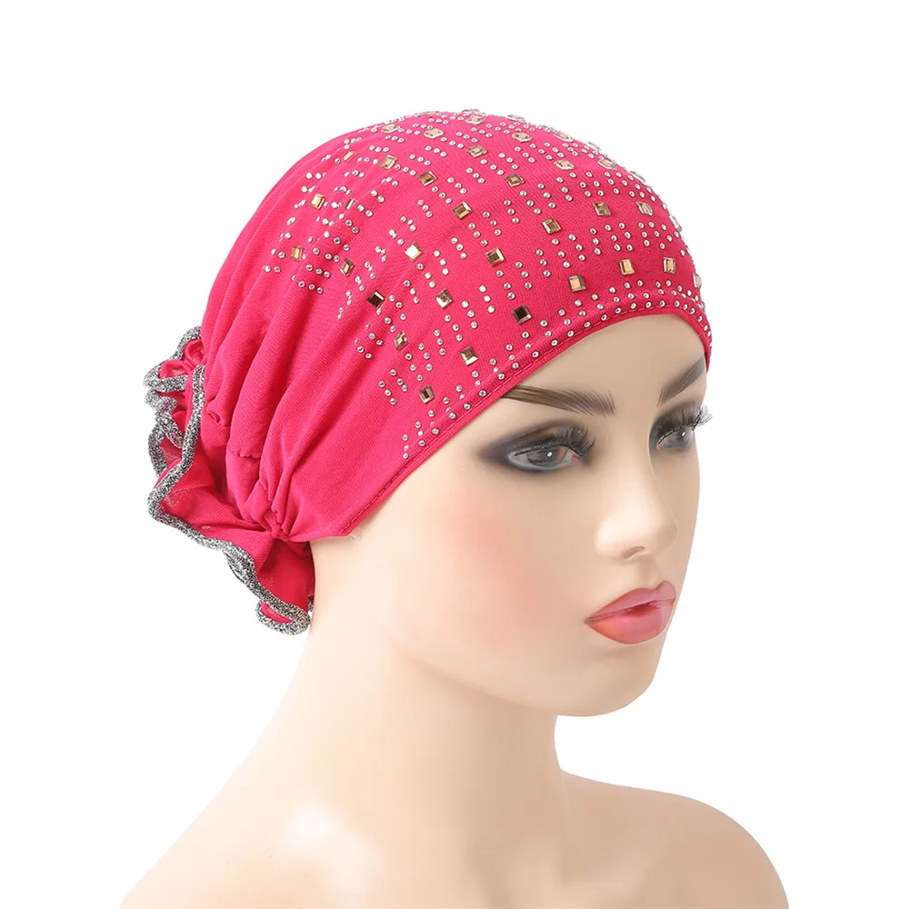 Women Muslim Indian Hats Islamic Head Cover Turban Hot Drilling Caps Arab Beanie Skullies Amira Wrap Sequins Hair Loss New | Аксессуары