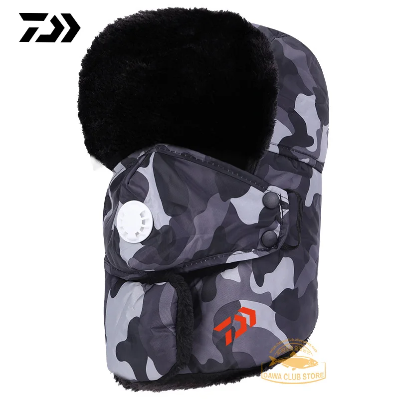 

DAIWA Brand Winter Fishing Warm Hat Outdoor Men and Women Plus Velvet Thick Warm Hat Earmuffs Snow Cap Hiking Windproof Cap
