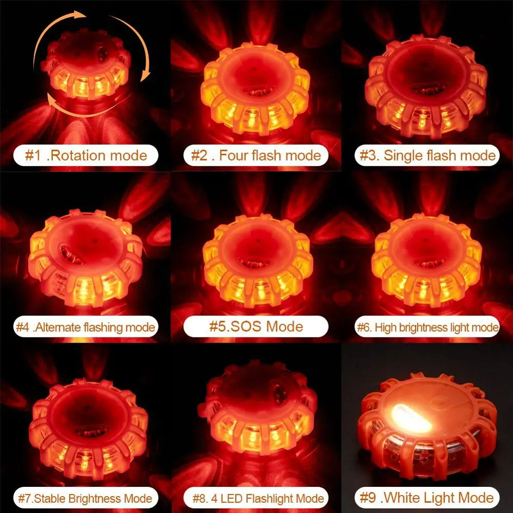 

3pcs/Set Magnetic Car Emergency road Rescue safety help flashing lights LED Strobe Warning Light Flashlights Car Beacon Lamps