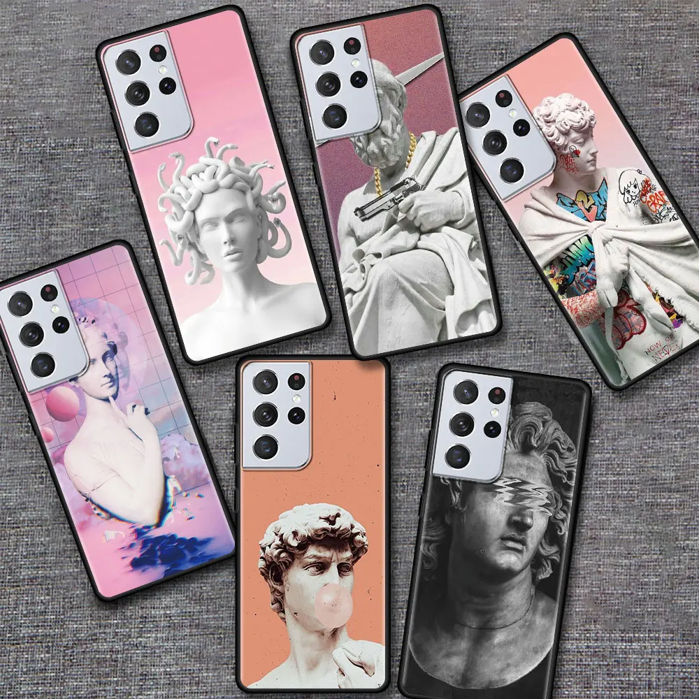 

Phone Bag for Samsung S20 FE S21 UItra S10 Plus Note 20 Ultra 10 S9 S8 9 Lite Cover Case Capa Coque Michelangelo Art Statue