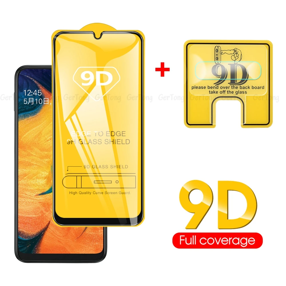 2 в 1 9D Защитное стекло для Samsung Galaxy A50 A505F полное покрытие камеры Galax A10 A20 A30 Защитная