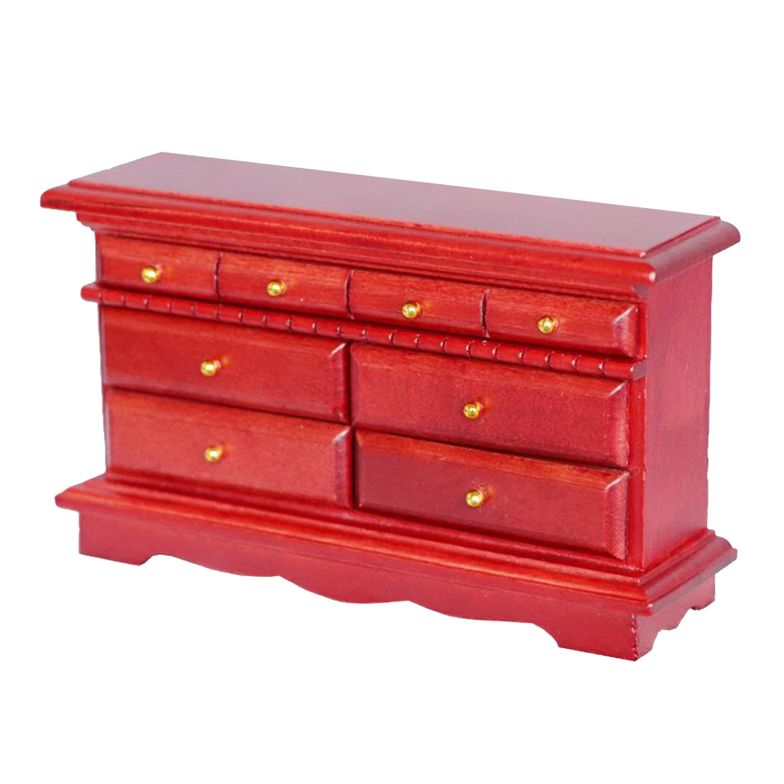 

1:12 Scale Dollhouse Solid Wooden Birch Storage Cabinet Dreser Table 8 Drawers