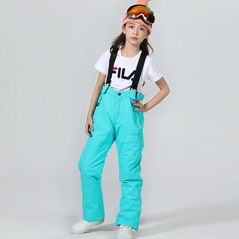 blue pant Детская зимняя куртка для сноуборда Лыжная одежда теплые водонепроницаемые зимние штаны для мальчиков Лыжная Куртка Лыжный жилет для мальчиков и девочек enfant skipak - Цвет: blue pant