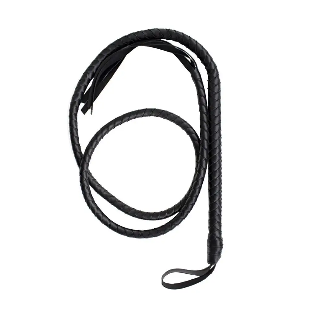 Crafts Black Bull Whip 6.5 Feet Cow Hide Leather Custom BULLWHIP Belly and Bolster Construction