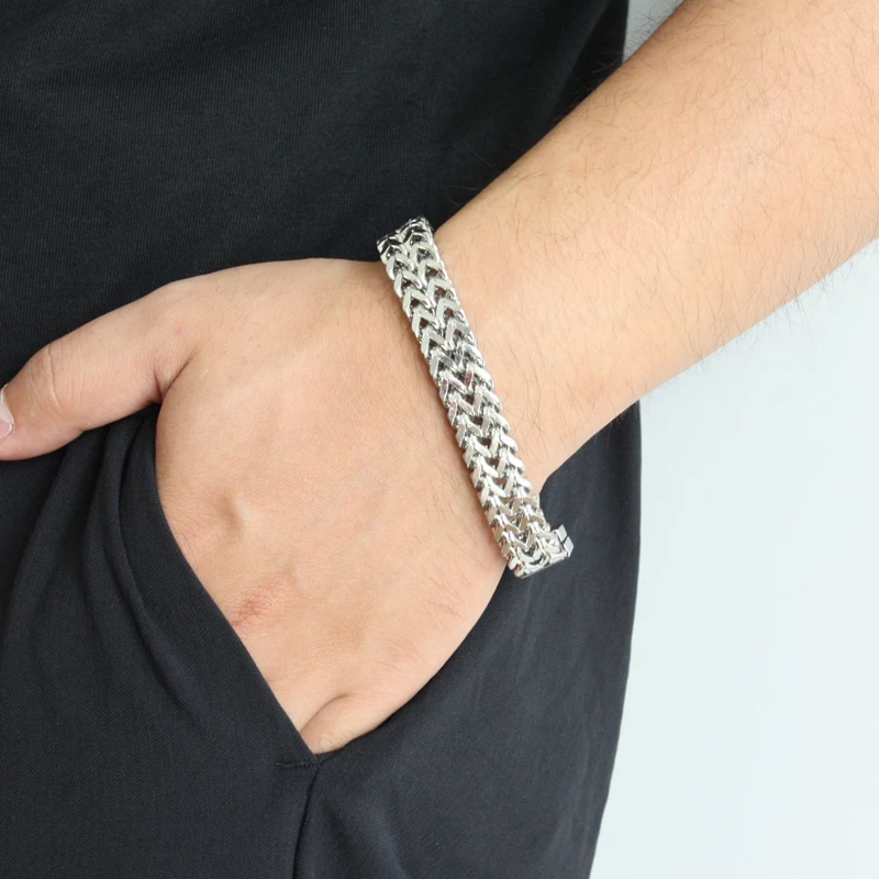 Браслет из нержавеющей стали серебряного цвета Браслет-цепь для мужчин хорошее