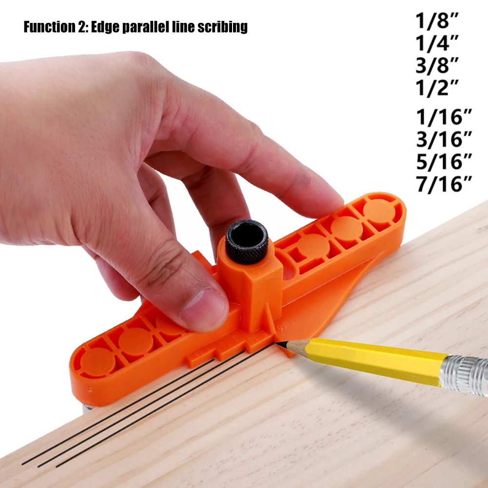 

2 in 1 Vertical Pocket Hole Jig Kit Drill Guide Locator Puncher Wood Drilling Locator Hole Puncher with Center Scriber