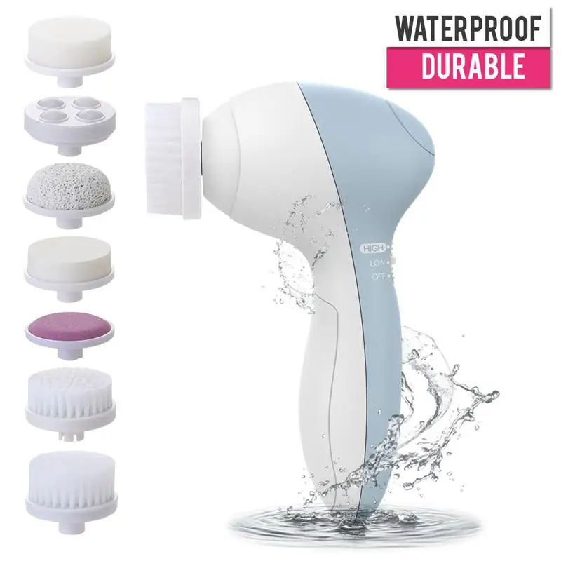 

PIXNOR P2017 Portable Waterproof 7-In-1 Beauty Care Massager Facial Massager Cleaner Electric Face Cleaner Tool (Light Blue)