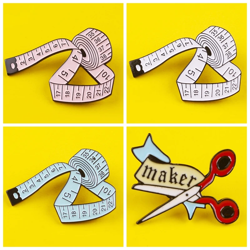 Женская Брошь булавка полихроматическая лента измерительные броши синяя белая