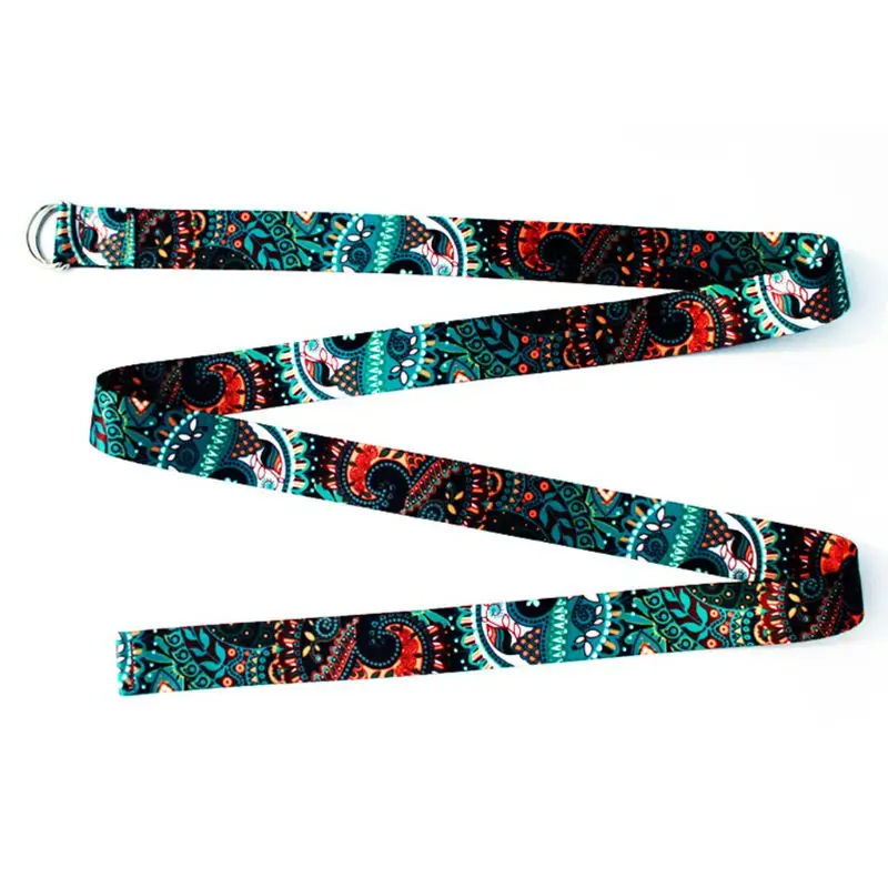 

Yoga Exercise Stretching Belt Colorful Geometric Printed Sport Resistance Band W8EE