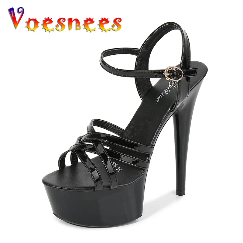 

Женские туфли из лакированной кожи Voesnees, модель 2021 года, босоножки на высоком каблуке и платформе для стриптиза, танцев на стальном каблуке