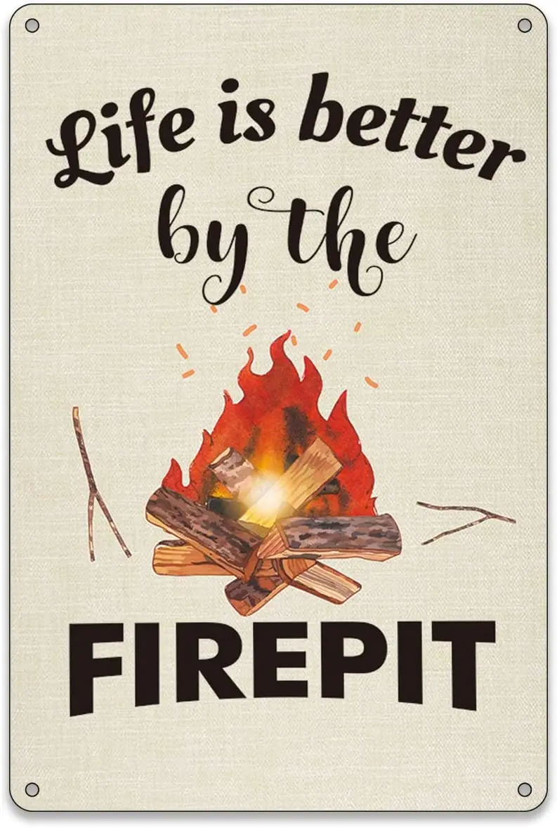 BellowDeer Забавный Настенный декор жизнь лучше от огня металлический знак Кемпинг Цитата костер металлические жестяные знаки дом фермерский дом
