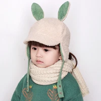 new children ear protection lovely hat winter lamb warm boy girl cartoon cute rabbit ears cap toddler baby bomber soft brim hats