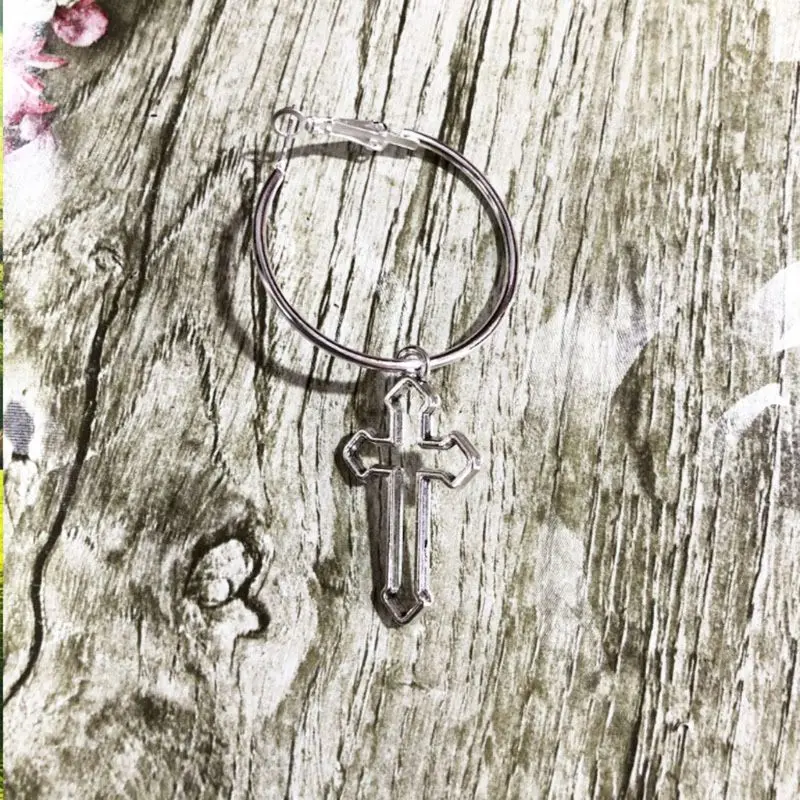 Подвеска в форме креста полые металлические геометрические серьги Harajuku