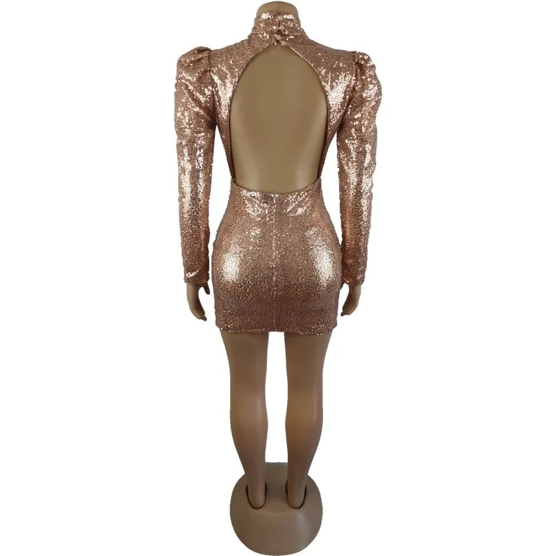Пикантные открытые спереди и с низким вырезом на спине расшитая блестками Мини