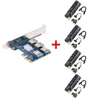 4pcs pci e express 1x to16x riser 009s plus card adapter pcie 1 to 4 slot pcie port multiplier card for btc bitcoin miner mining