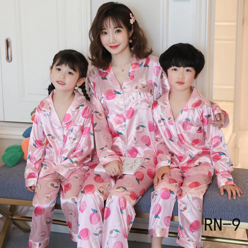 Детский Пижамный костюм RN-9 шелковая одежда для сна с длинными рукавами девочек