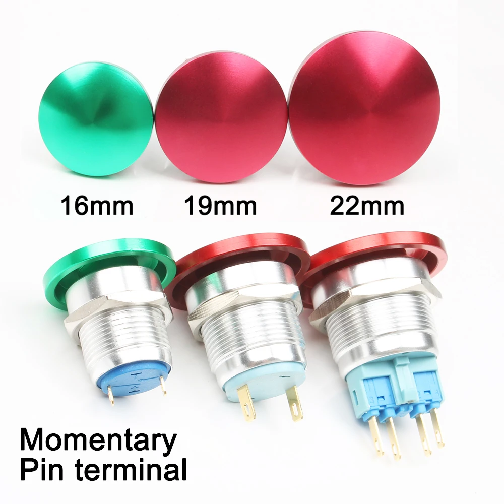Металлический алюминиевый грибной переключатель 16 мм 19 22
