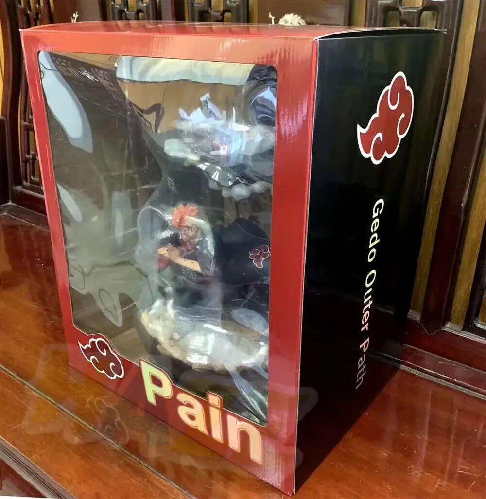 Наруто Nagato Pain Статуя Модель окрашенная Аниме ПВХ фигурка коллекция игрушек светодиодный светильник в коробке 38 см