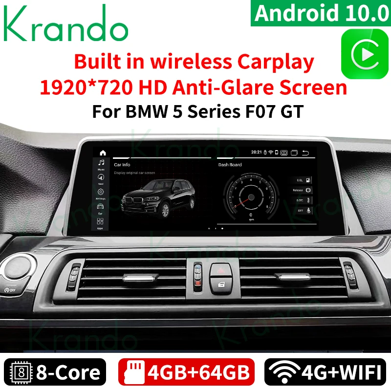 Автомагнитола Krando Android 10 0 25 дюйма Gps навигатор для BMW 5 серии GT F07 2009 2016
