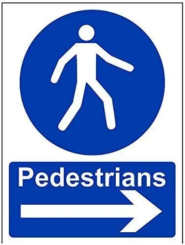 

WERRT Mandatory General Sign, Pedestrians/Arrow Right Aluminum Decorative Signs Metal Aluminum Sign