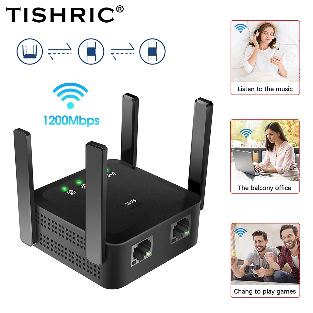 Wi-Fi-роутер TISHRIC усилитель сигнала для большого радиуса действия Беспроводной