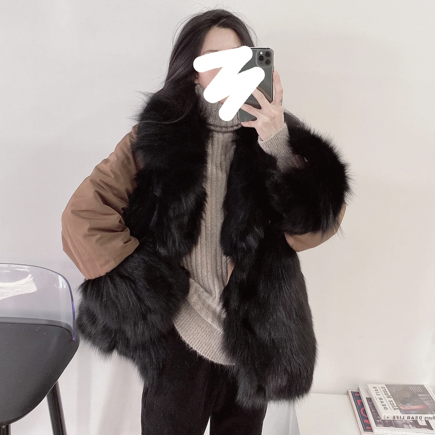 2019 зимняя женская одежда из финского меха лисы высокого разрешения костюм с