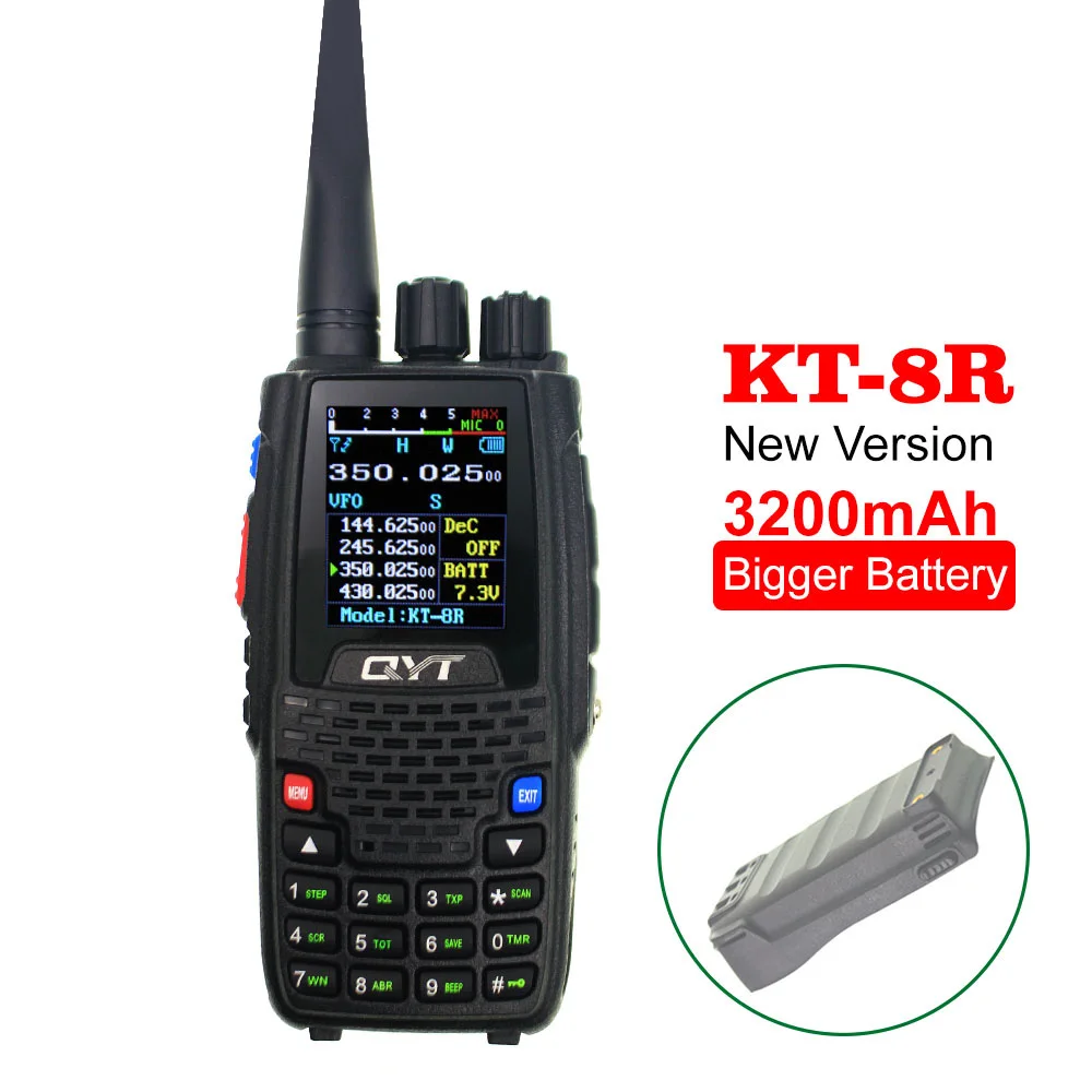 Портативная рация QYT KT8R 3200 мАч четыре диапазона 136 147 МГц 400 470 220 270mh 350 390 МГц|Рации| |