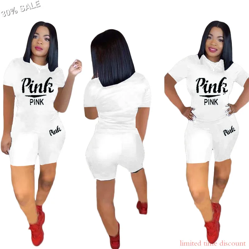 Женский летний комплект из 2 предметов футболка и шорты с буквенным принтом |