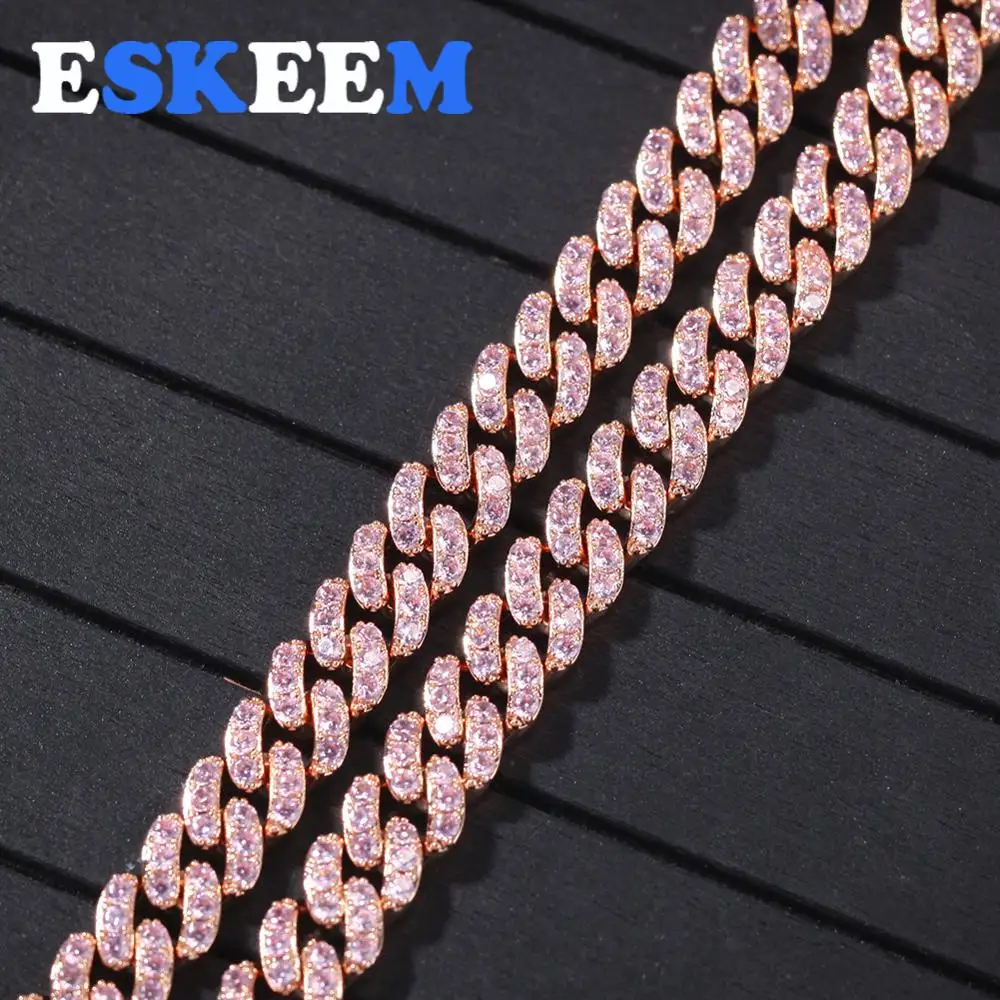 Ювелирные изделия в стиле хип хоп полностью Сверкающее розовое покрытие из