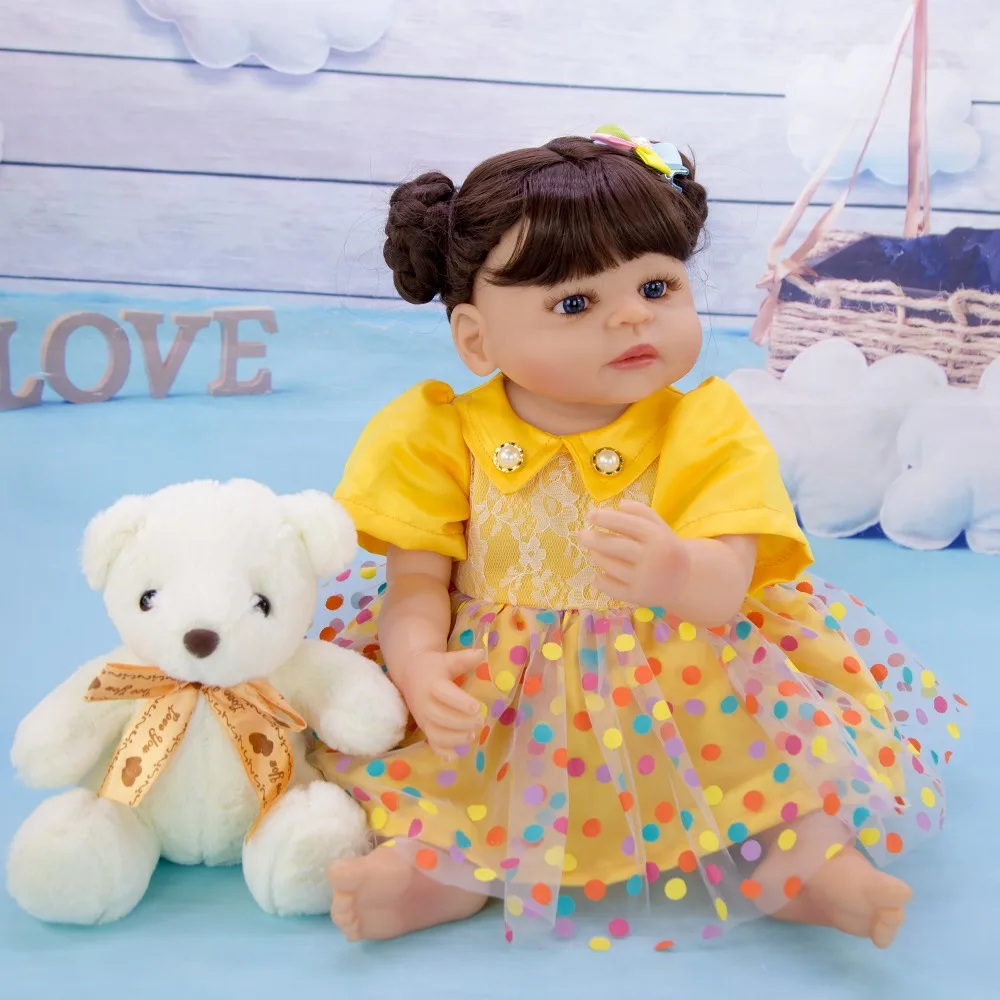 55cm Silicone Vinyl Lifelike Baby Realistic Reborn Dolls Girl Alive Doll with fashion skirt girls toy for children Gifts babies | Игрушки и