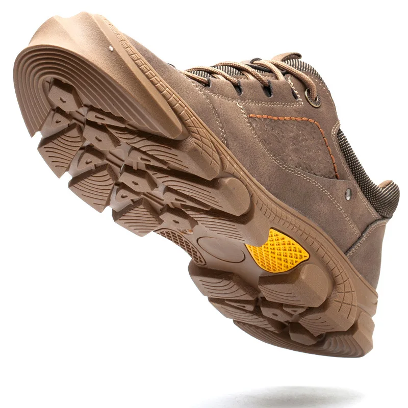 

Leather Men Casual Shoes Safety British Style Anti-Puncture Work Shoes Walking Big Size Soft Flat Footwear Men's Sneaker Outdoor