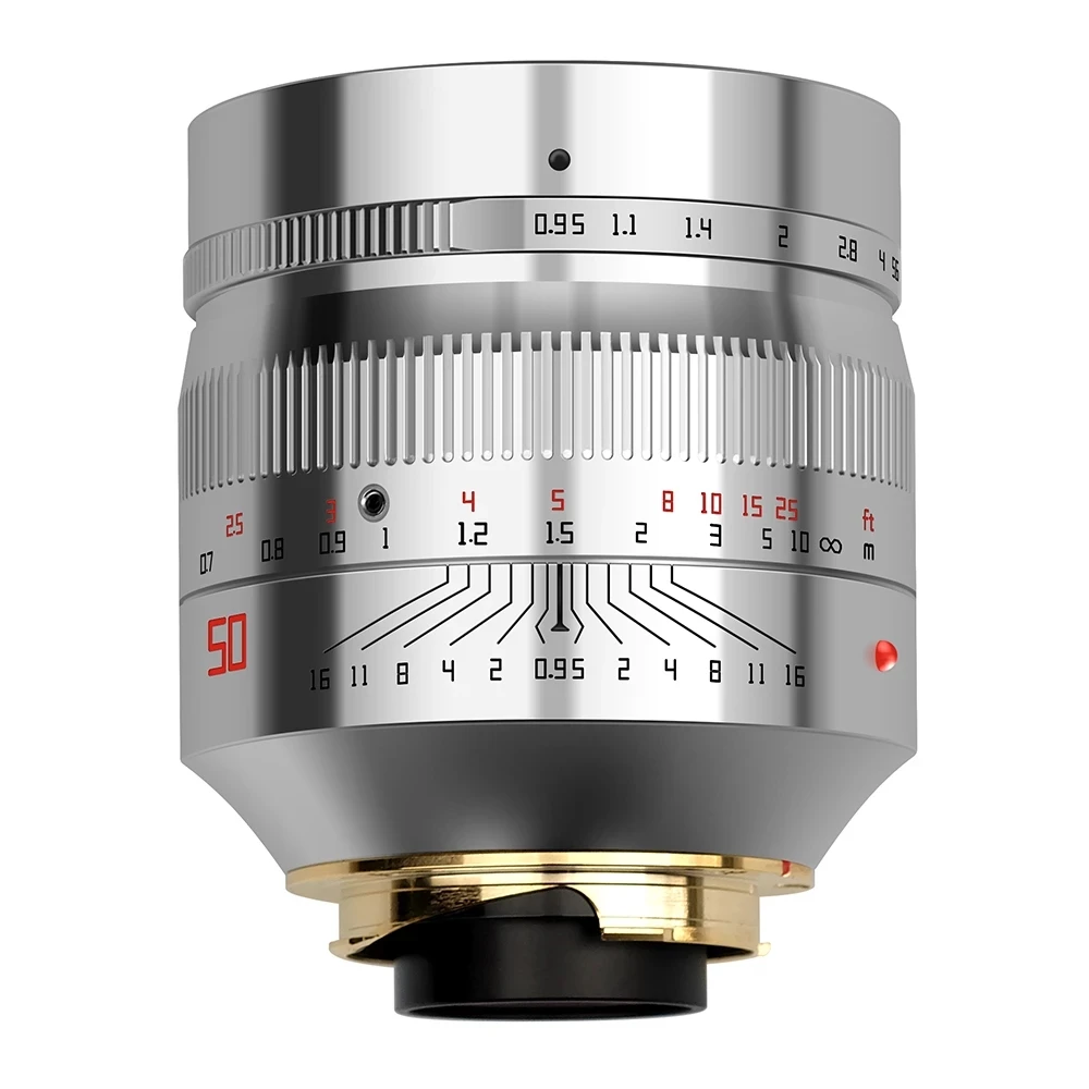 

Объектив TTartisan 50 мм F0.95 серебристого цвета для камеры Leica M Mount, Большая диафрагма для камеры Leica M9 M10 50/0.95, объектив камеры с ручной фокусировко...