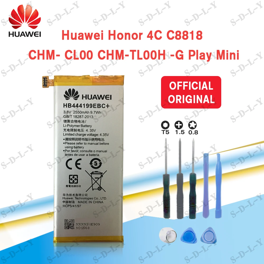 100% Оригинальный 2550mAh HB444199EBC + Hua Wei C8818 встроенный аккумулятор для Huawei Honor 4C запасные части для ремонта + отслеживание + Инструменты