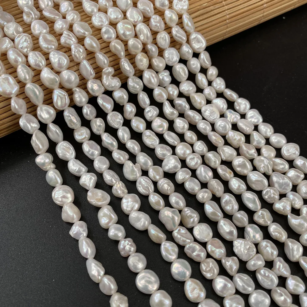 

Natural Freshwater Pearl Beads Button Shape Punch Loose Beads for Jewelry Making DIY Women Necklace Bracelet