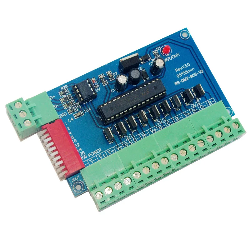 DC5V-24V DMX512 9CH светодиодный декодер 9-канальный DMX 3P контроллер постоянного