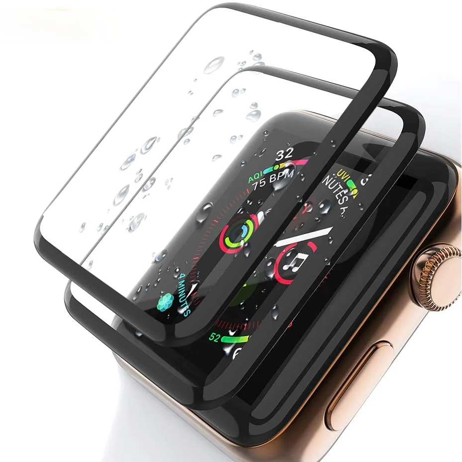 

Закаленное 3d-стекло с изогнутыми краями для Apple Watch Series 3 2 1 38 мм 42 мм, Защитная пленка для экрана iWatch 4/5/6/SE 40 мм 44 мм
