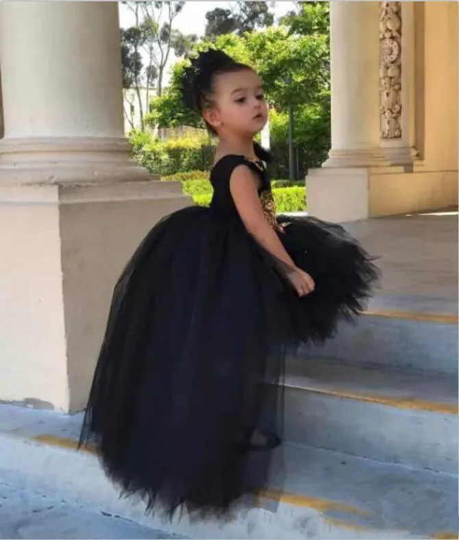 Красивые черные платья для маленьких девочек Пышное Бальное платье из тюля с