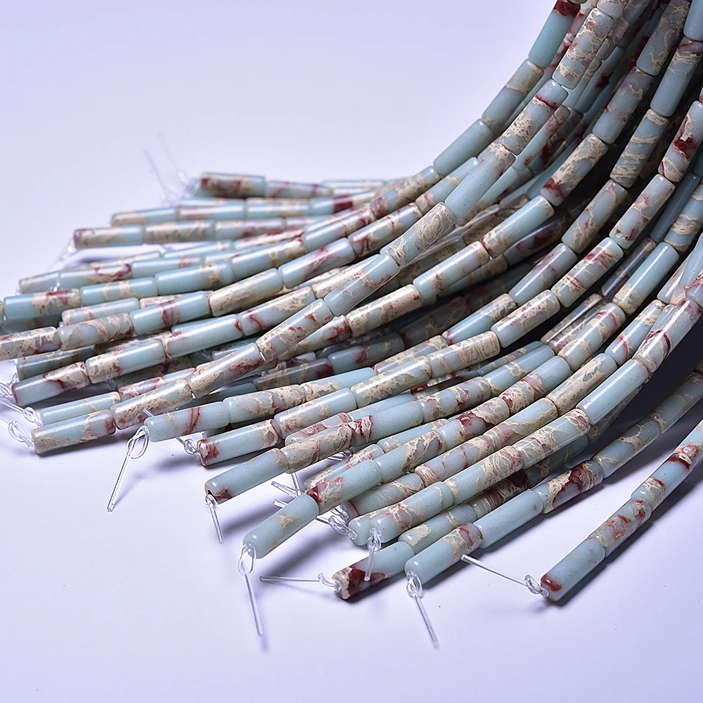 Натуральный круглой трубе каменные бусы красочные бусины 38 см прядь 4 мм x 13 для