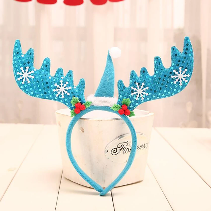 Оленьи рога Рождество и повязка на голову Костюм Платье с блестками обруч рогами