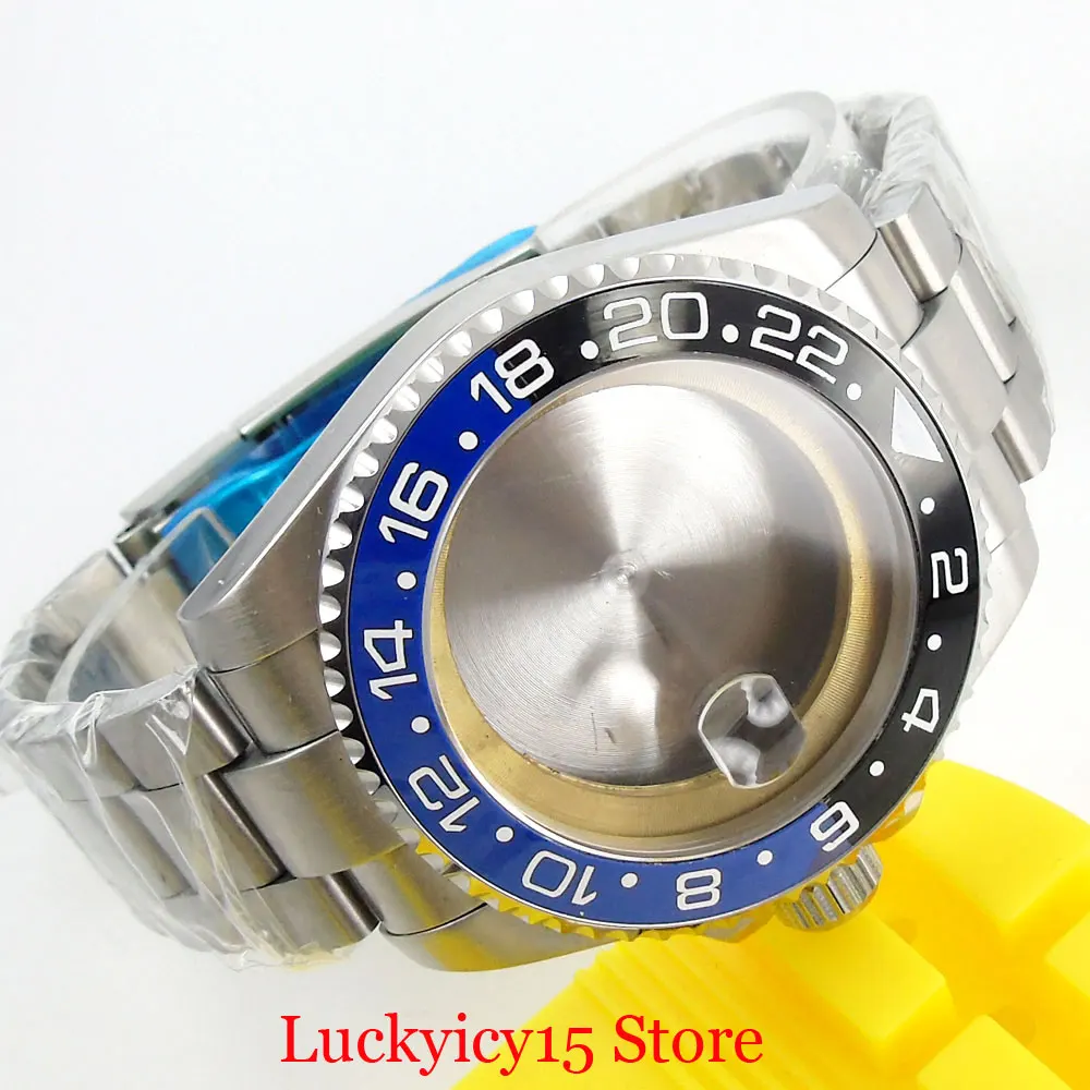 Нержавеющая сталь 40 мм чехол для часов с сапфировым стеклом Безель + браслет Fit ETA