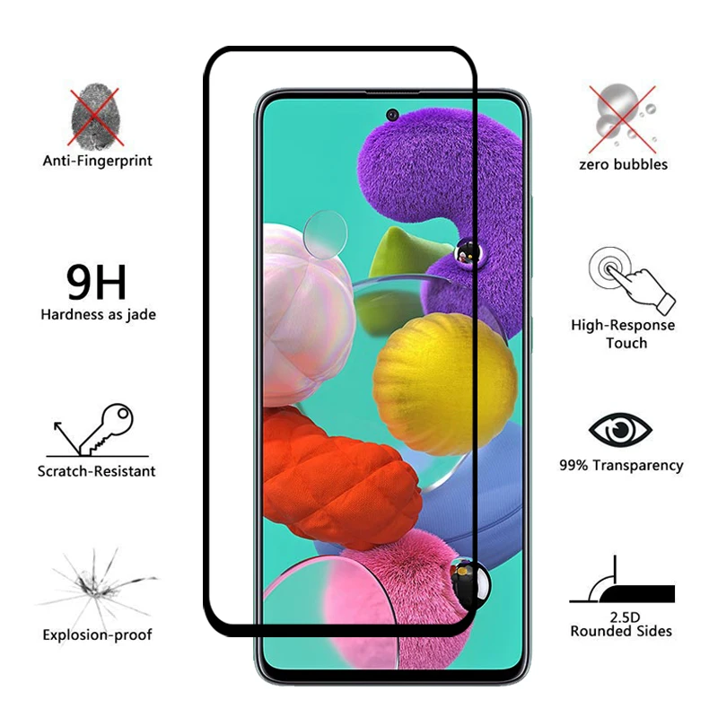 

10PCS 9D Full cover Tempered Glass For Samsung M21 M31 screen protector on Samsung Galaxy a51 a71 a01 a11 a21 a31 a41