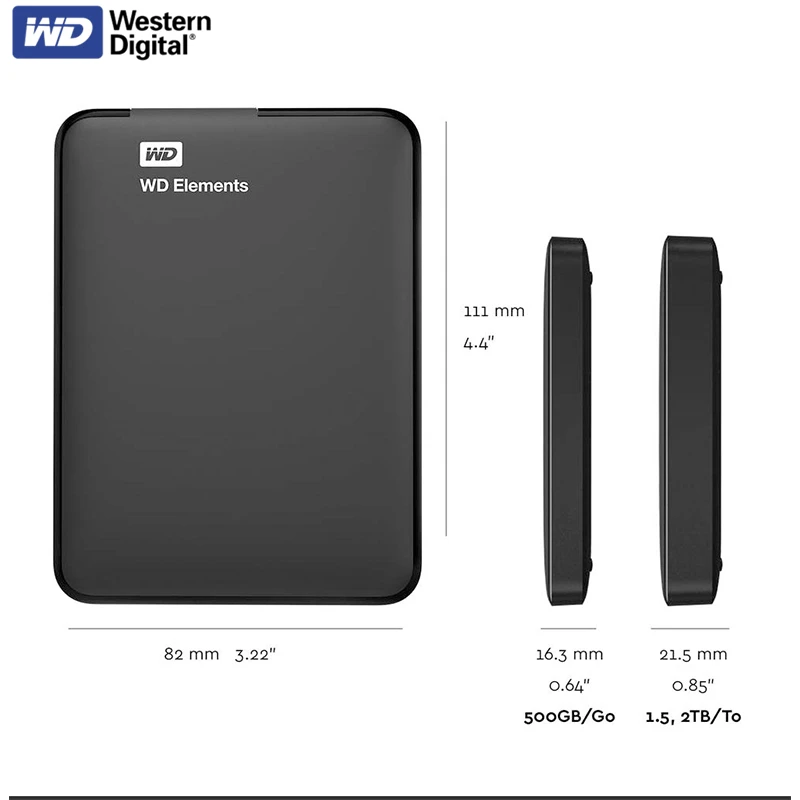Портативный внешний жесткий диск Western Digital WD Elements 2 5 дюйма USB 1 ТБ 4 ТБ|Внешние