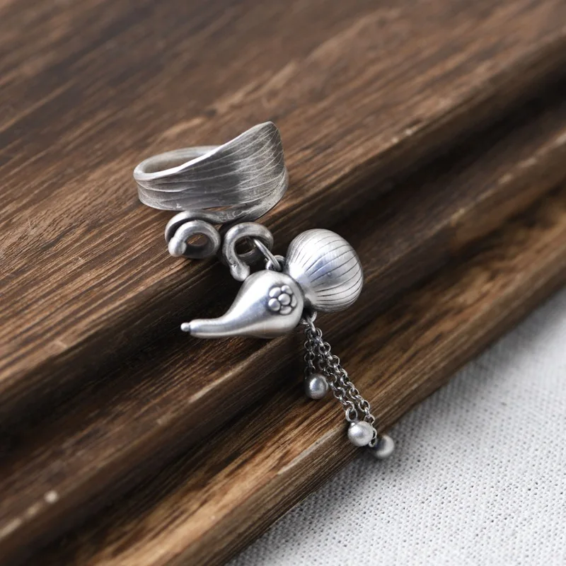 

FNJ 925 Silver Ring for Women Jewelry 100% Original Pure S925 Sterling Silver Rings Gourd Charm