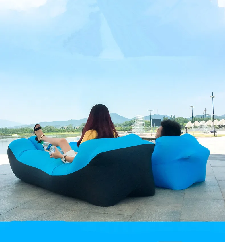Lazy Pillow Waterproof Inflatable Sofa Portable outdoor beach air sofa bed Sleeping bag Oxford cloth 240*70cm | Мебель