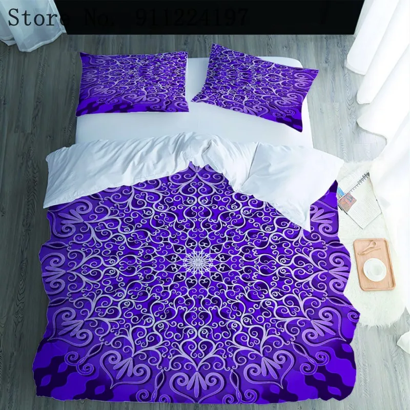 

Purple Heart Printing Duvet Cover Comforter 3PCS Bedding Set Single Double Queen King Size Soft Quilt Cover Home Textiles