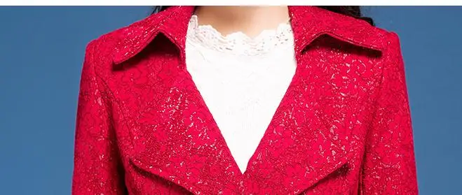 

2018 Spring Fall Red Green Black Lace Double Breasted Long Trench Coat for Women , Female Womens Clothes Coats Overcoat