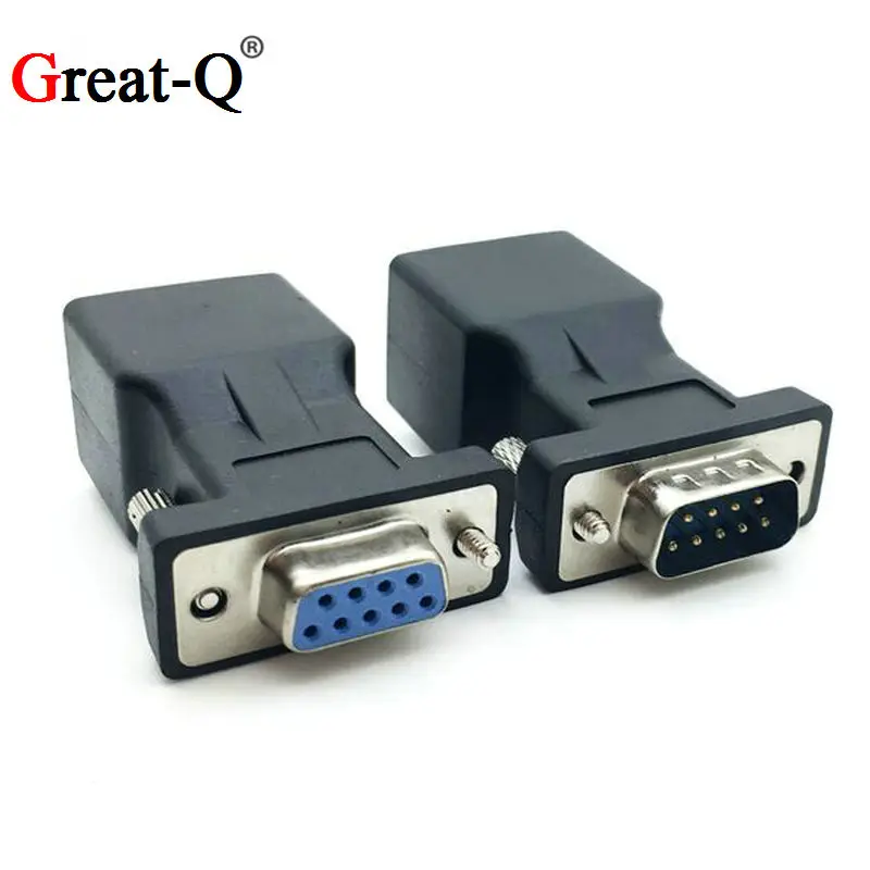 Высококачественный переходник DB9 RS232 штекер/гнездо к гнезду RJ45 COM порт Ethernet порту